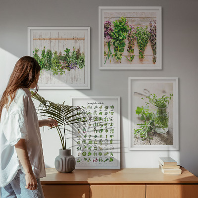 Wall art set Dried herbs for the kitchen