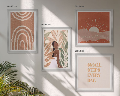Set of 4 wall art pieces Boho abstract shapes