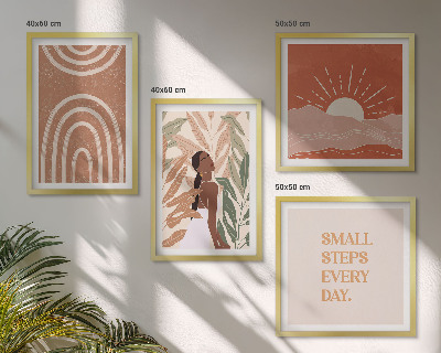 Set of 4 wall art pieces Boho abstract shapes