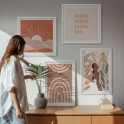 Set of 4 wall art pieces Boho abstract shapes