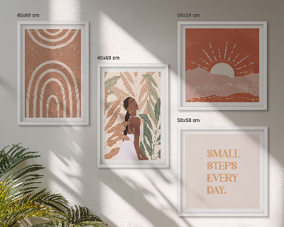 Set of 4 wall art pieces Boho abstract shapes