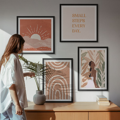Set of 4 wall art pieces Boho abstract shapes
