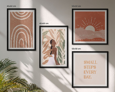 Set of 4 wall art pieces Boho abstract shapes