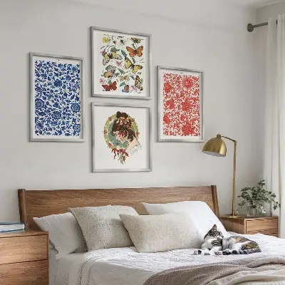 Multi-piece wall decor set vintage flowers and butterflies ornaments
