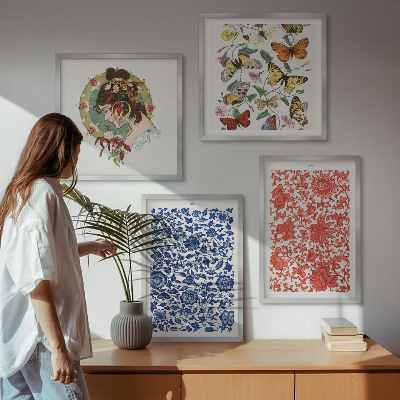 Multi-piece wall decor set Vintage flowers butterflies ornaments