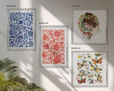 Multi-piece wall decor set vintage flowers and butterflies ornaments