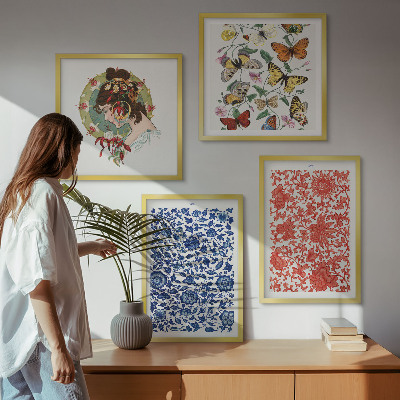 Multi-piece wall decor set Vintage flowers butterflies ornaments