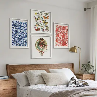 Multi-piece wall decor set vintage flowers and butterflies ornaments