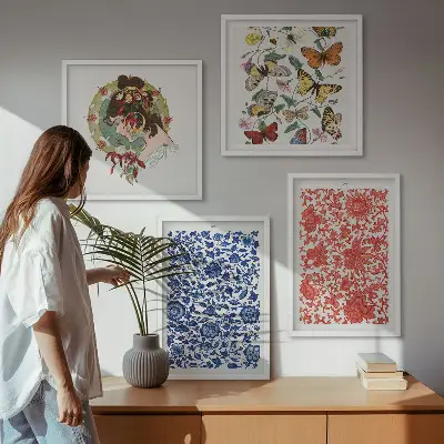 Multi-piece wall decor set vintage flowers and butterflies ornaments