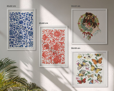 Multi-piece wall decor set Vintage flowers butterflies ornaments