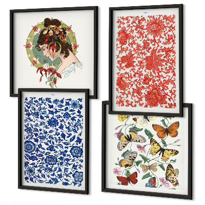 Multi-piece wall decor set Vintage flowers butterflies ornaments
