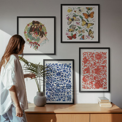 Multi-piece wall decor set Vintage flowers butterflies ornaments