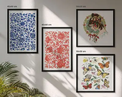 Multi-piece wall decor set vintage flowers and butterflies ornaments