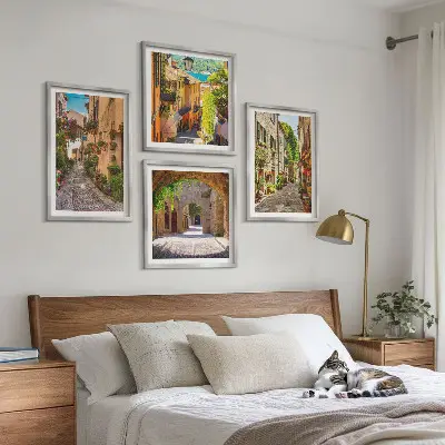Wall art set Italian streets flowers architecture
