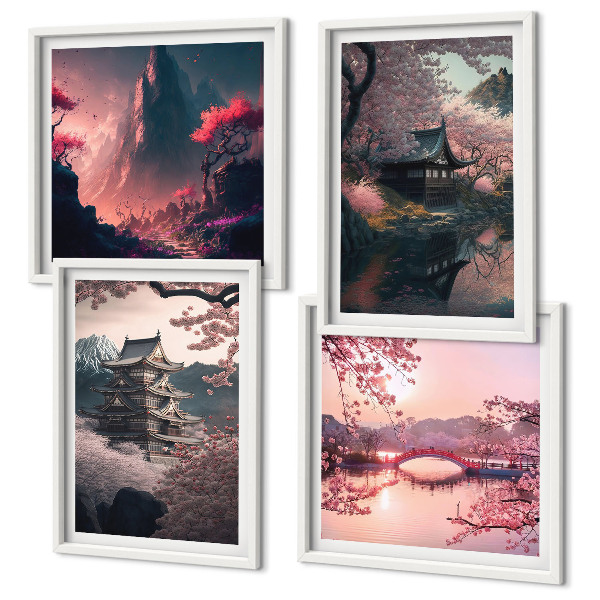 Multi-piece wall decor set Fantasy landscapes of Japan