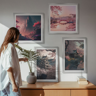 Multi-piece wall decor set Fantasy landscapes of Japan