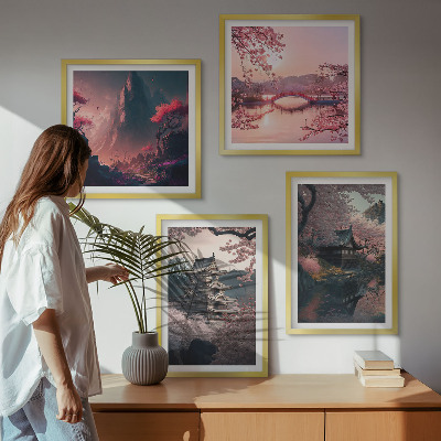 Multi-piece wall decor set Fantasy landscapes of Japan