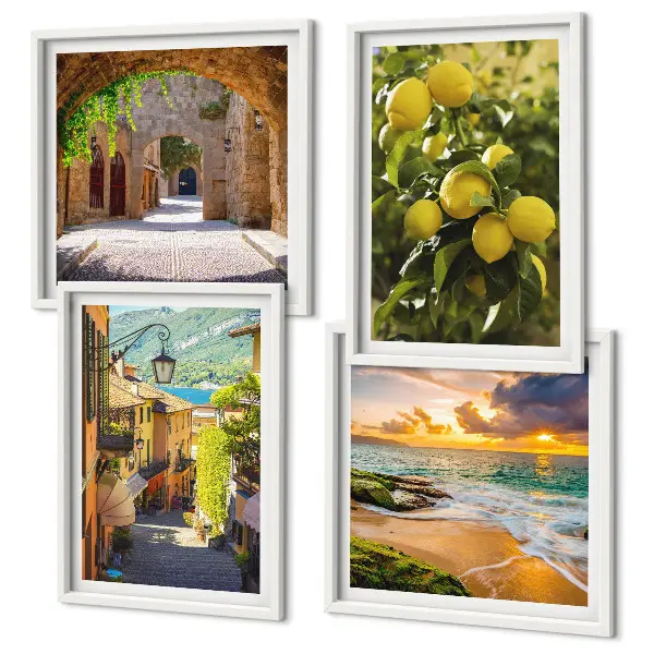 Wall art set picturesque seaside streets