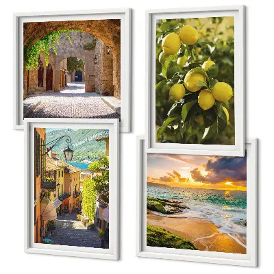 Wall art set picturesque seaside streets
