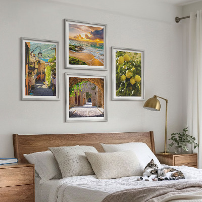 Wall art set Picturesque streets of the sea, beach