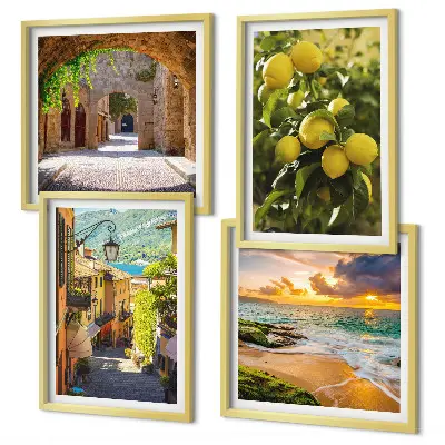Wall art set picturesque seaside streets