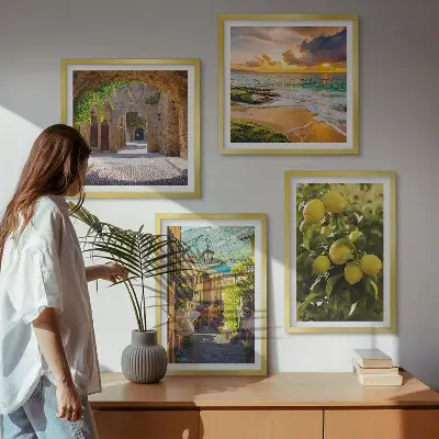 Wall art set picturesque seaside streets