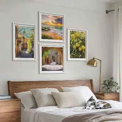 Wall art set picturesque seaside streets