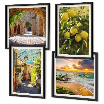 Wall art set picturesque seaside streets