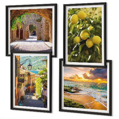Wall art set Picturesque streets of the sea, beach