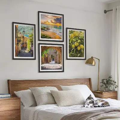 Wall art set picturesque seaside streets