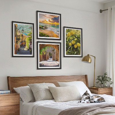 Wall art set Picturesque streets of the sea, beach