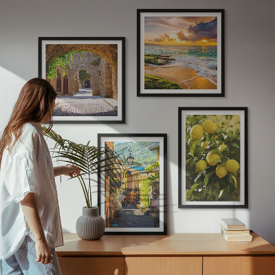 Wall art set Picturesque streets of the sea, beach