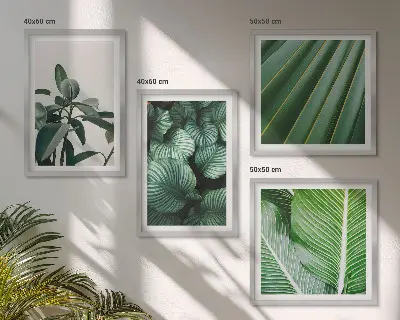 Tropical leaves wall art set of 4 green pieces