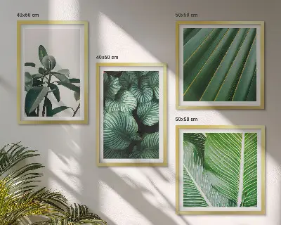 Tropical leaves wall art set of 4 green pieces