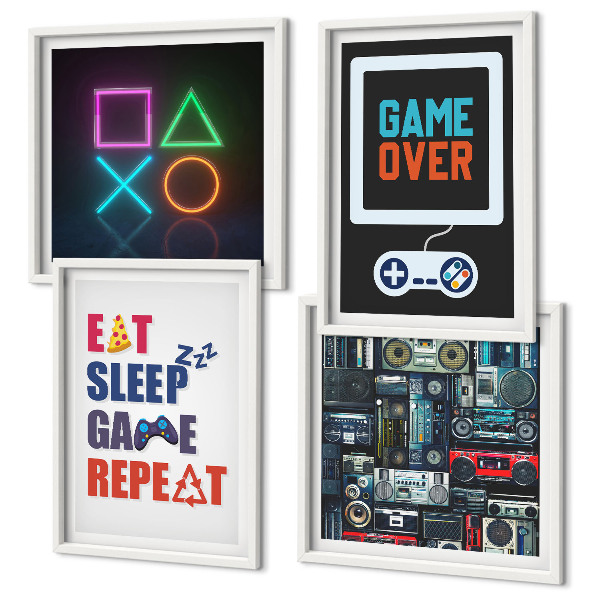 Set of 4 wall art pieces Player entertainment subtitles