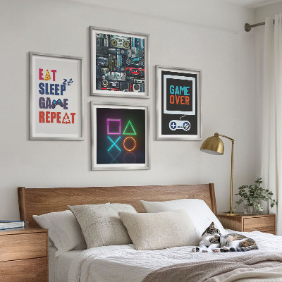 Set of 4 wall art pieces Player entertainment subtitles