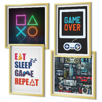 Set of 4 wall art pieces Player entertainment subtitles