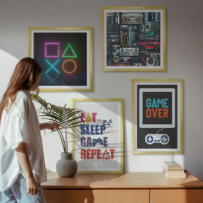 Set of 4 wall art pieces Player entertainment subtitles