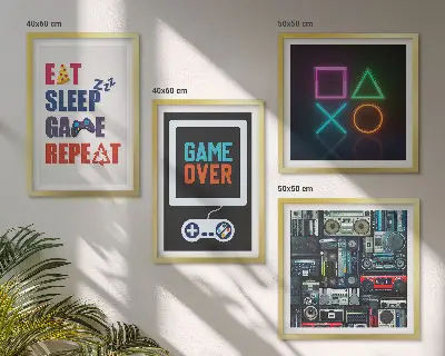 Wall art set of 4 player entertainment prints