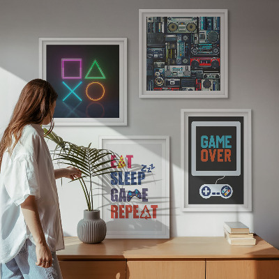 Set of 4 wall art pieces Player entertainment subtitles