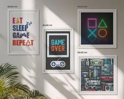 Wall art set of 4 player entertainment prints