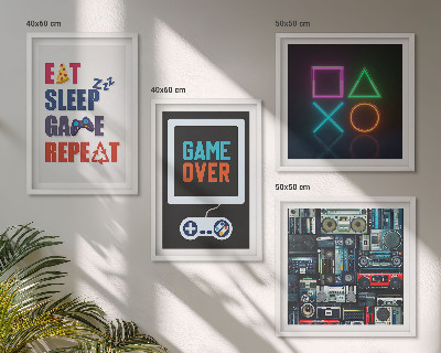 Set of 4 wall art pieces Player entertainment subtitles