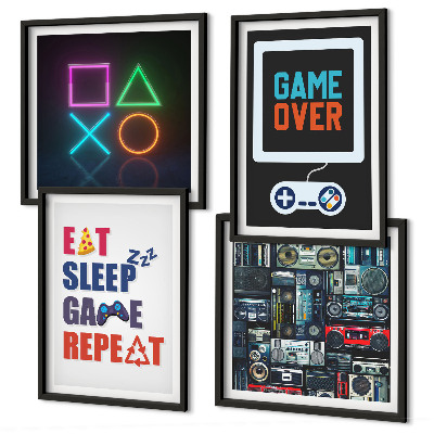 Set of 4 wall art pieces Player entertainment subtitles