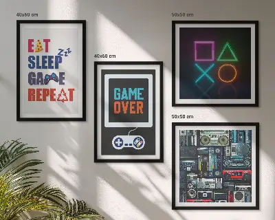 Wall art set of 4 player entertainment prints