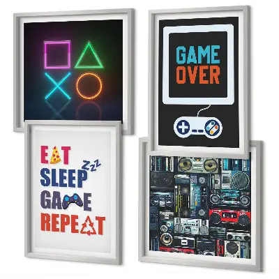 Wall art set of 4 player entertainment prints