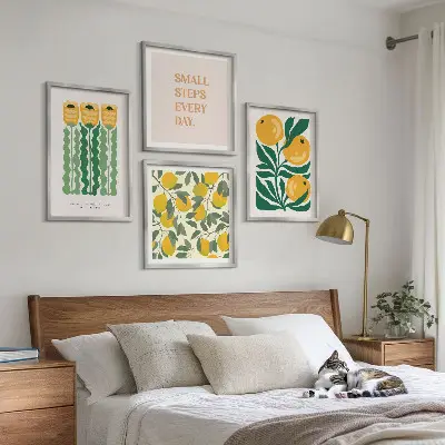 Multi-piece floral wall art set with botanical plant patterns