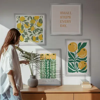 Multi-piece floral wall art set with botanical plant patterns