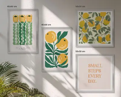 Multi-piece floral wall art set with botanical plant patterns