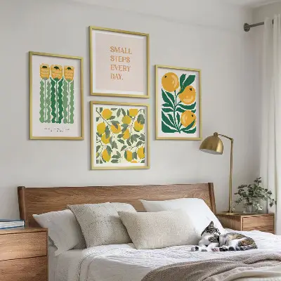 Multi-piece floral wall art set with botanical plant patterns