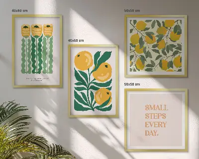 Multi-piece floral wall art set with botanical plant patterns